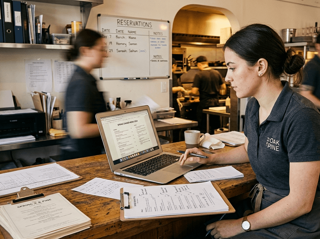 Restaurant back-office with digital menu management tools