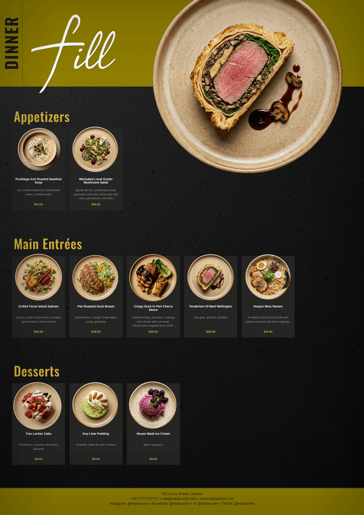 Breakfast menu created with GridMenu — a striking, elegant menu design