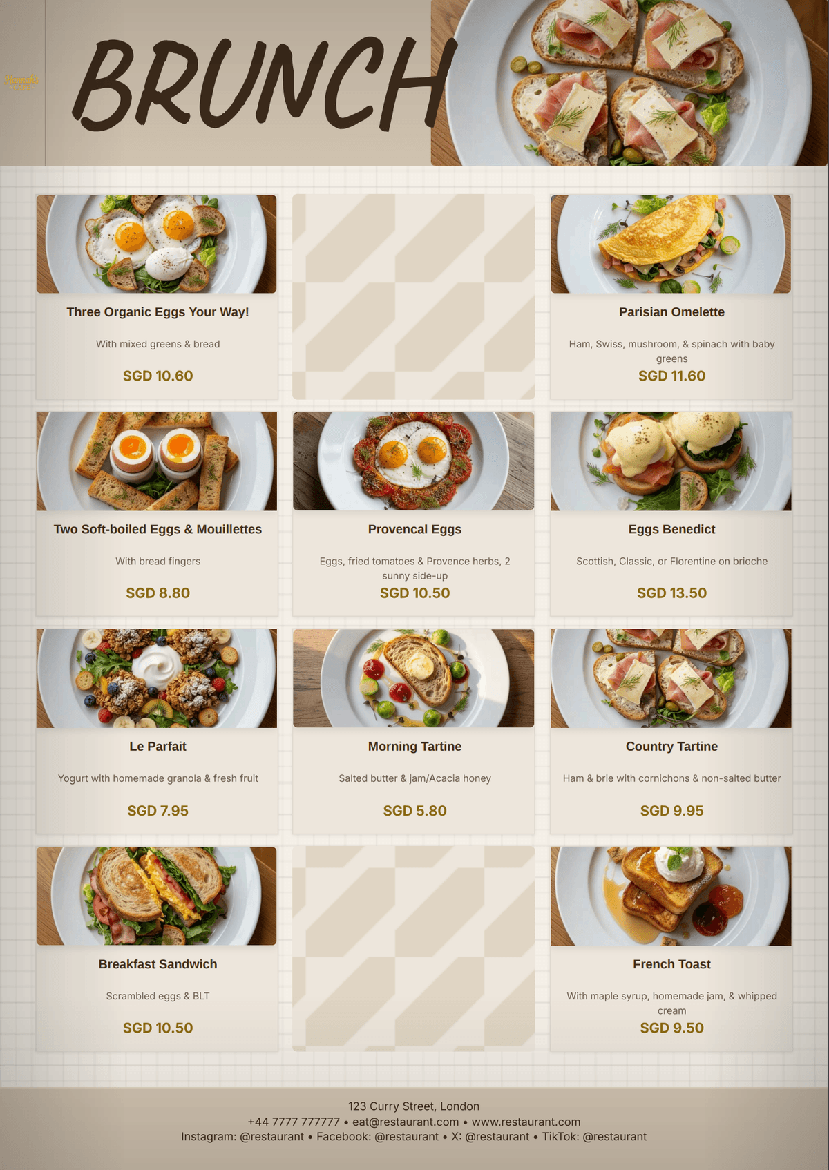 Hannah's Café menu created with GridMenu — the finished result after extracting and styling a menu